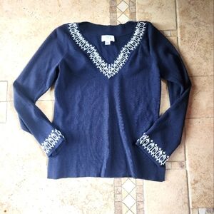 Navy Blue Beaded Women's Sweater